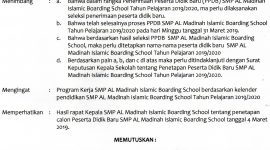 Hasil Seleksi PPDB SMP Al Madinah Islamic Boarding School Tahun Pelajaran 2019/2020